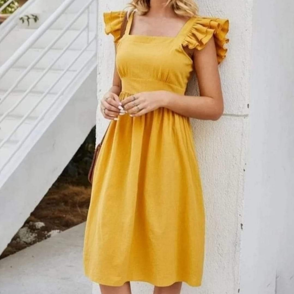 Boho ruffle sleeve dress size small new in package - Picture 1 of 3
